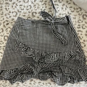 Princess Polly black and white checkered mini skirt